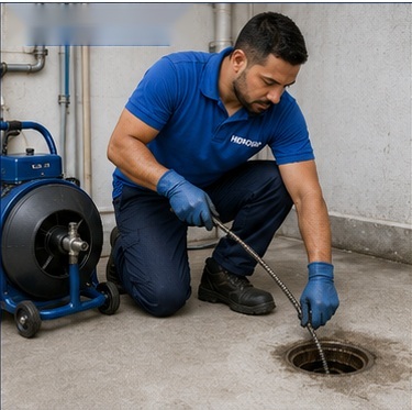Técnico da Hidrovap realizando desentupidora de esgoto